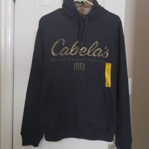 Cabelas navy blue logo hoodie *for women too*